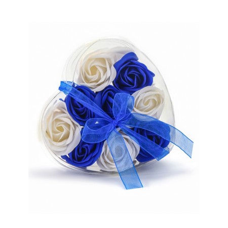 Soap roses, blue and white, set of 9 pcs.-8