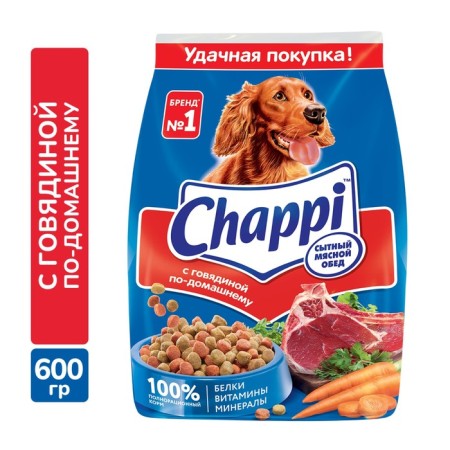 CHAPPI dry food for dogs, with beef at home, 600 g