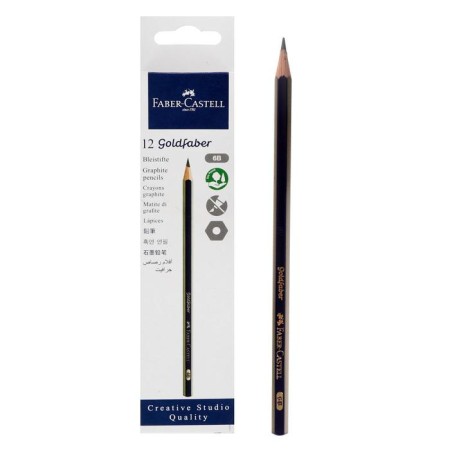 Pencil black-granographic Faber-Castell Goldfaber 1221 6b, hexagonal, price for 1 pcs