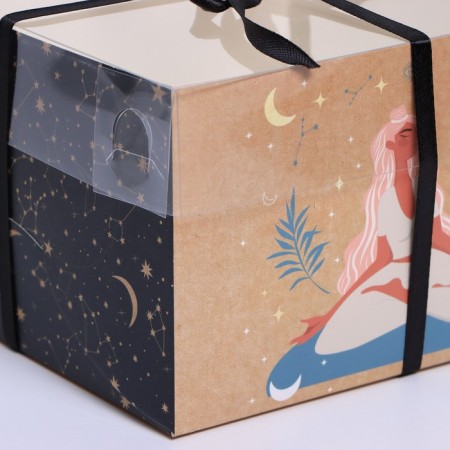 Capcake box, confectionery packaging, 4 cells "Meditation", 16 x 16 x 10 cm-3