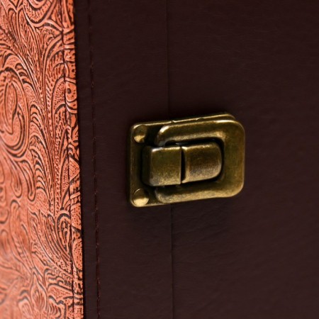 Casket wood, leatherette for 2 bottles "lush leaves" 4 objects 36x12x20 cm-5