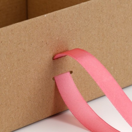 Gift folding box, packaging, “craft, pink tape”, 22 x 16.5 x 10 cm-4