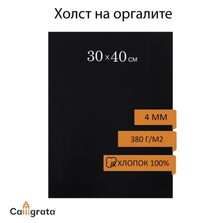 Organized canvas 4 mm cotton 100% acrylic soil 30*40 cm s/h 380g/m² Black 660269