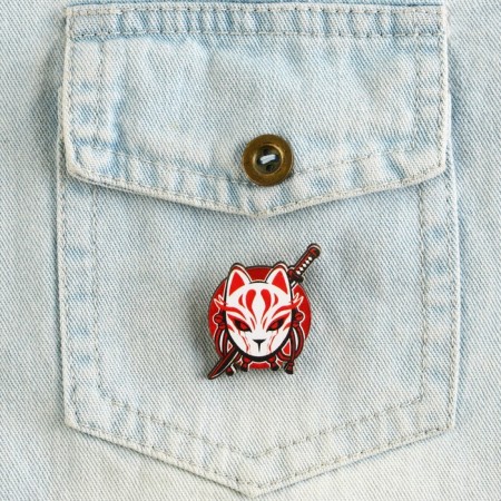 Wooden icon "Kitsune", anime, 2.9 x 3.3 cm-4