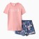 Homemade female set (T -shirt, shorts), pink color, size 48