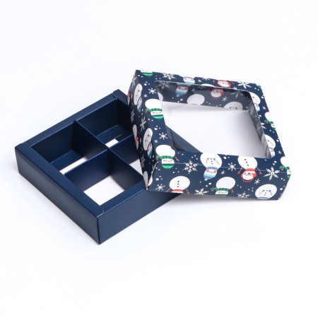 Box for sweets 4 pcs, 12.6 x 12.6 x 3.5 "Snowman"-8