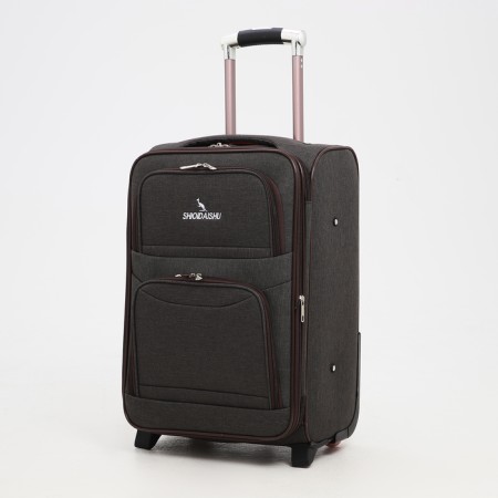 Small 20 suitcase, lightning department, code castle, 3 wheels, 2 outer pockets, brown color