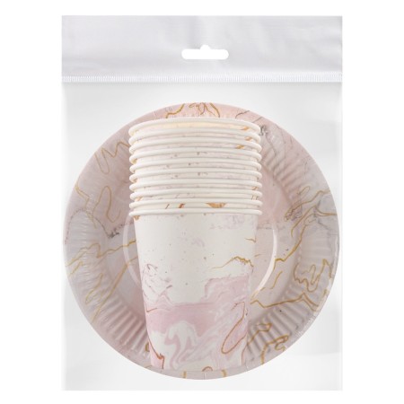 A set of paper dishes is a disposable “marble”: 10 glasses, 10 plates-6