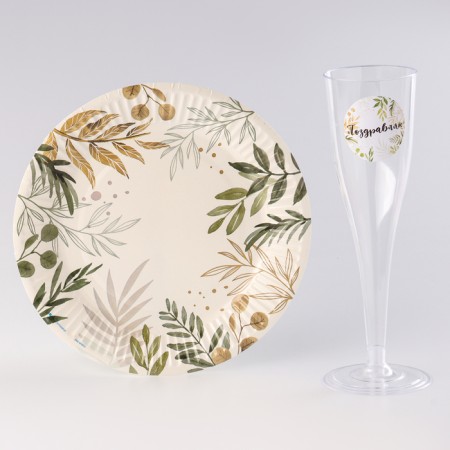 Set of dishes "Nature", glasses 6 pcs., Plates 6 pcs.-1