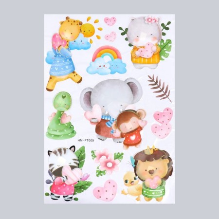 Plastic sticker multi -layer "beasts with hearts" 50x35 cm