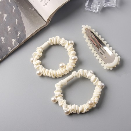 Hair Set "Kasandra" (2 gum 5 cm, invisibility 7 cm) Milk-2