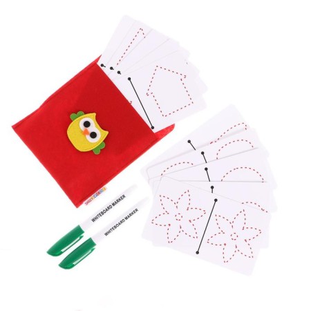 Reusable laminated cards for drawing with two hands, markers: 2 pcs.
