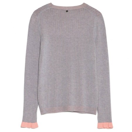 Female jumper in a rut with ruffles CONTE ELEGANT, size S, color Light Grey-Peach-4