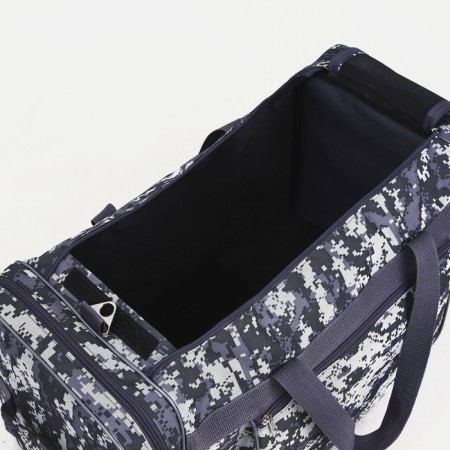 Road bag on lightning, 3 external pockets, a long belt, camouflage color/gray-2