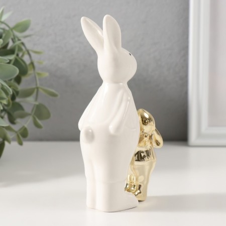 Souvenir Ceramics "Hare in the overalls with a gold bunny" 7.5x4.5x13.8 cm-2