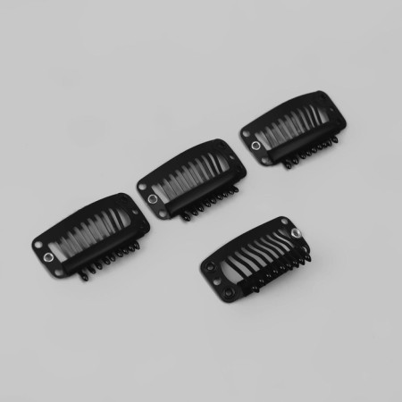 Clamping for hair extension, set - 4 pcs, 3.2 cm, black color-1