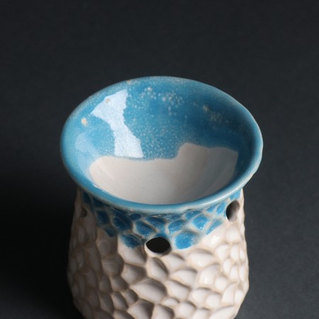 Aroma lamp ceramics "Patterned abstraction" Blue 8.5x8.5x9.5 cm-4