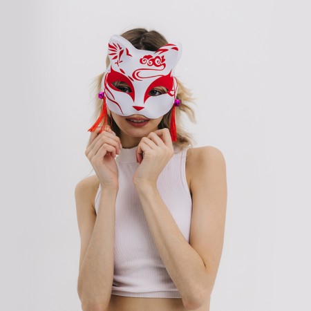 Kitsune carnival mask, red color-2