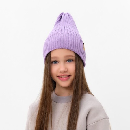 Children's hat Minaku with a lapel of Rr. 56-58, col. lilac