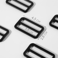 The buckle is regulatory, two -sided, inner width - 38 mm, thickness - 3.5 mm, 5 pcs, black matte color