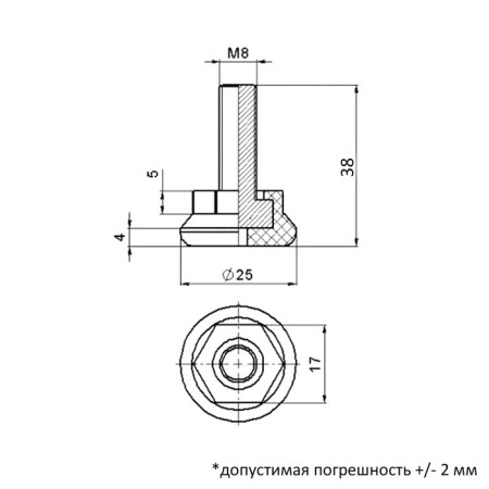 Опора-болт ТУНДРА 25 М8х38, черная-1
