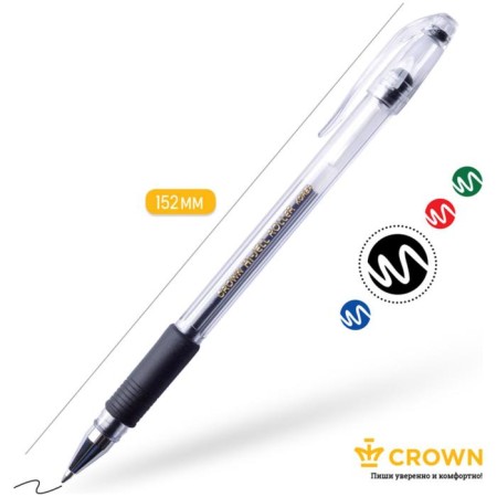 Gel pen, standard, rubber emphasis, Crown HJR-500R, black, node 0.5 mm-2