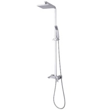 Bath mixer and shower Lemark Contest LM5862CW, with the upper shower, chrome, white