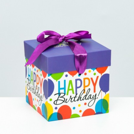 Self -charged box "Happy Birthday" Violet 10x10x10 cm