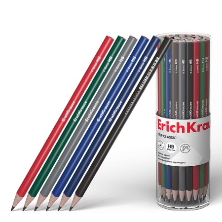 Pencil of black -graphic Erichkrause "Deep Classic Triangular", HB, Grifel D = 2.2 mm, wood, trihedral, in a tube, MIX