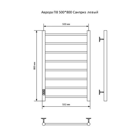 The electric heated tower "Sanprise" Aurora P8, 500x800 mm, left, black-6