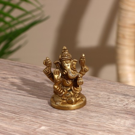 Souvenir "Ganesha on the mouse" Brass 6 cm