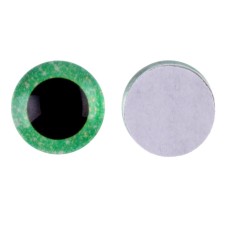 Elose -based eyes, set of 10 pcs., Size 1 pc. - 18 mm, green color with sparkles
