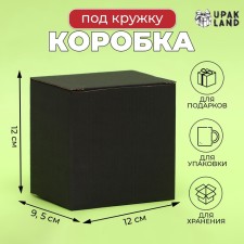 Box under a mug, without a window, black 12 x 9.5 x 12 cm