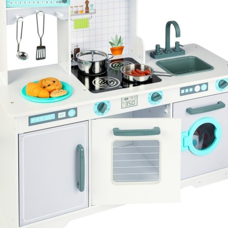 Children's wooden game kitchen "Bloom Style" with 4 objects of dishes-10