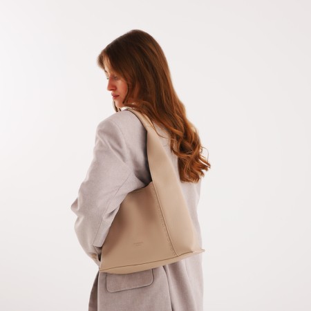 Bag Women's bag 2 in 1, on the button, cosmetic bag, beige color-9