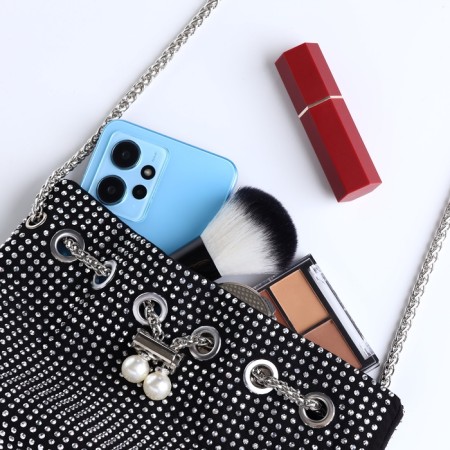 Female bag on a puff, silver color-3