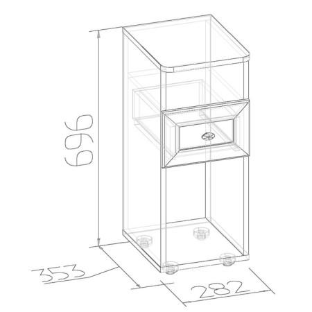 Bedside table Sherlock 51, 282 × 353 × 696 mm, chocolate nut color-2