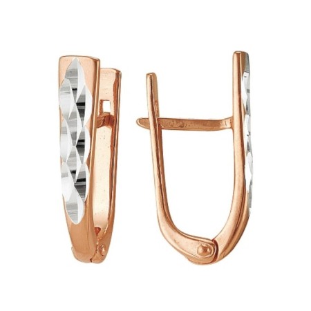 Earrings "Triangle" with a diamond harsh, pink gilding