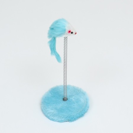 Dear for cats on a spring with a mouse (5 cm), 10.5 x 23 cm, blue-1