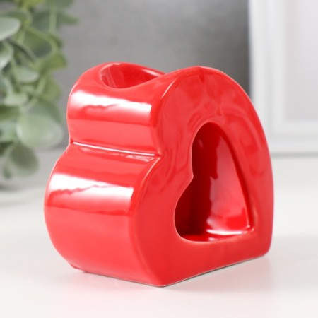 Aroma lamp ceramics "Heart" red 9x4.8x8 cm-2
