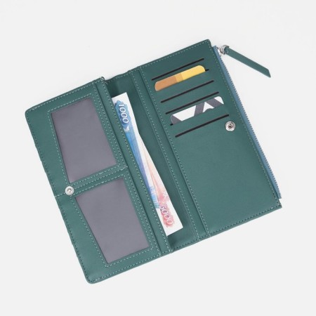 Women's wallet on the button, green color-3