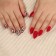Leo patch nails, 12 pcs, with glue plates, almonds, red, beige