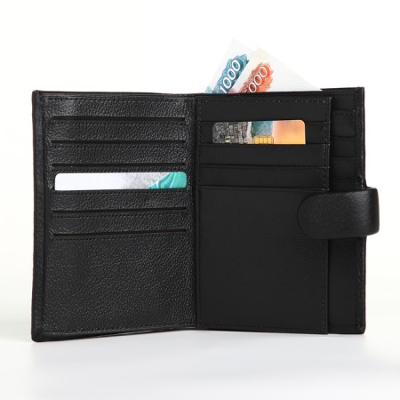 Male purse on the button, department for auto documents, black color-6