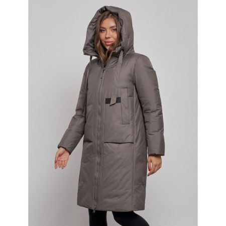 Coat insulated winter female, size 42, dark gray color-5