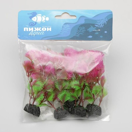 Set of plants of artificial aquarium on a stand under stone (size 1 pc 10x2.5x1.5 cm)-6