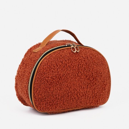 Cosmetic bag with a lining, brown color