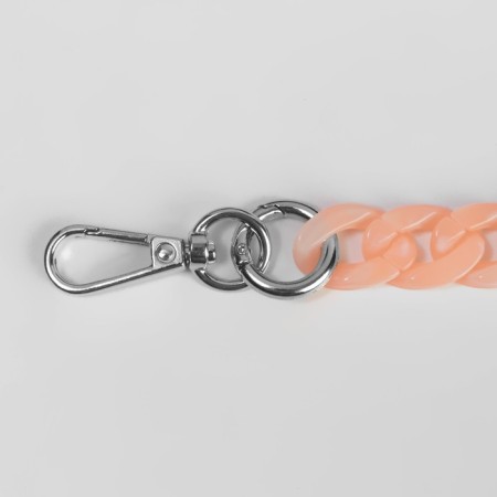 A chain for a bag, plastic, with carbines, 23 × 17 mm, 68 cm, apricot/silver color-1