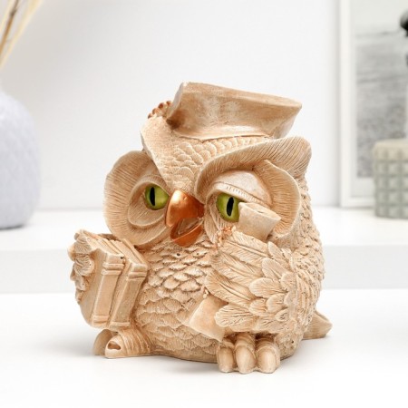 Piggne "Scientific Owl" ivory, 18x16x18cm-1