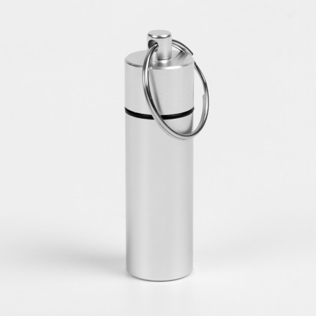 Waterproof keychain-container for trifles, silver, 6 cm-1