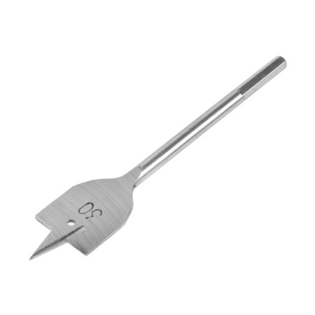 Drill on wooder scrap, hexagonal shank, 30 x 152 mm
